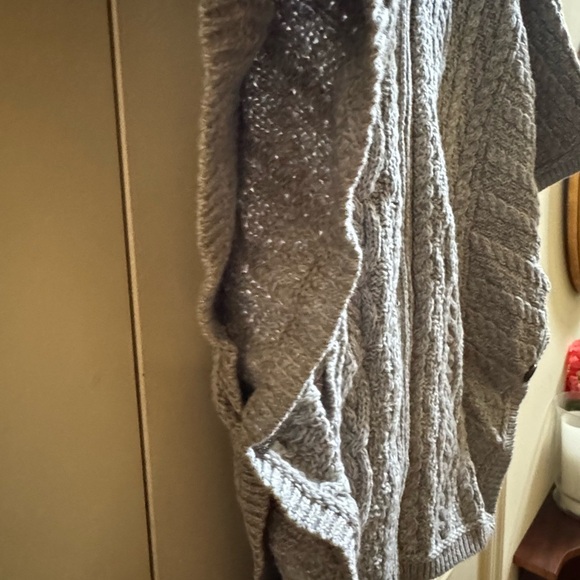 Aran Crafts Gray Merino Wool Knitwear Poncho Size xxl - Picture 3 of 7